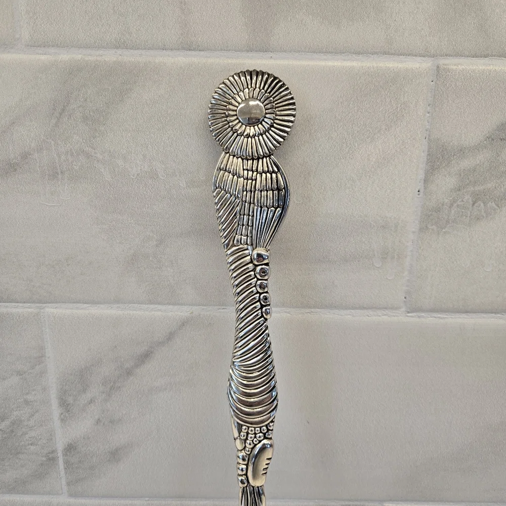 LARGE VINTAGE BEAUTIFUL BIRD SILVER PLATED‎ SERVING SPOON